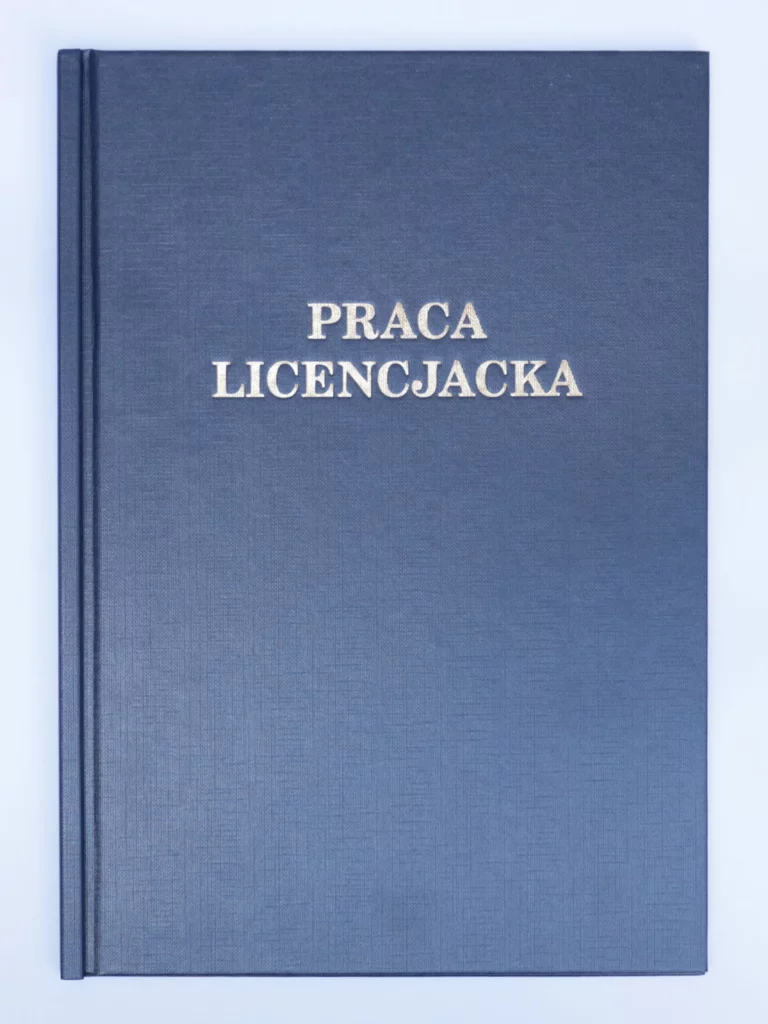 Granatowa oprawa pracy licencjackiej w Drukorzu