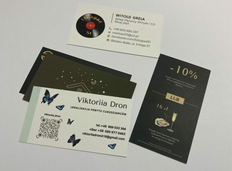 Takie wizytówki wydrukowaliśmy dla naszych Klientów